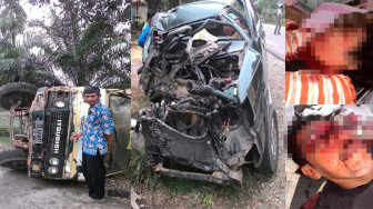 Ngeriii... Truk Sawit Hantam Kijang LGX, Dua Orang Kritis