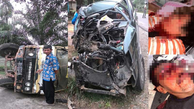 Ngeriii... Truk Sawit Hantam Kijang LGX, Dua Orang Kritis