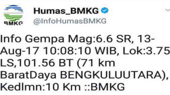 Sumber Gempa Dari Bengkulu