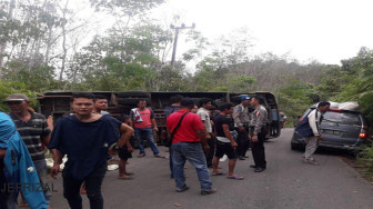 Hindari Tabrakan, Bus Sriwijaya Terguling, Empat Orang Luka-Luka