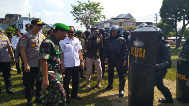 Hadapi Situasi Kontinjensi Pada Pemilu 2019, Polda Jambi Gelar Latihan Sispamkota
