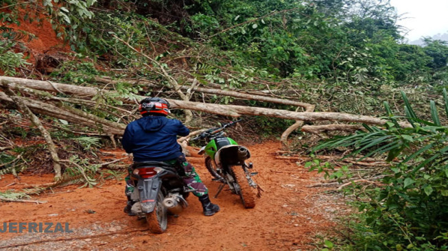 Akibat Hujan Deras, Jalan Antar Kecamatan Tertimbun Longsor