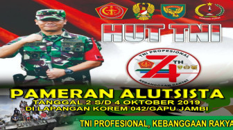 Rayakan HUT ke 74 TNI, Korem Gelar Pameran Alutsista