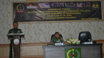 Korem 042 Gapu Terima Bimtek Aplikasi Sisfopers Online dan Sisfolog Offline