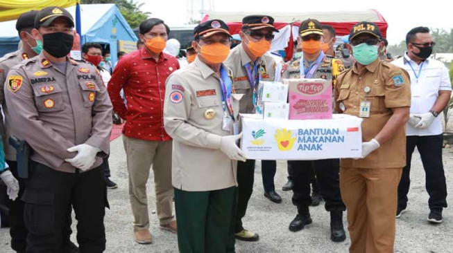 Gubernur, Kapolda dan Ketua DPRD Tinjau Posko Terpadu Siaga Covid-19 Batas Jambi - Riau