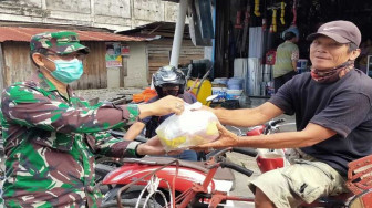 Kodim 0419/Tanjab Bagikan Sembako dan Masker