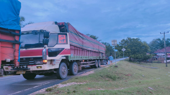 Ditreskrimsus Polda Jambi Amankan Dua Truk Bermuatan Kayu Ilegal