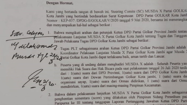 Ahmad Hanafiah : Musda X Golkar Kota Jambi Sesuai Disposisi Cek Endra
