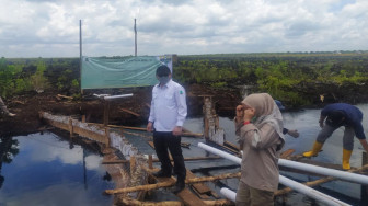 Berupaya Cegah Karhutla, BRG Bangun Sekat Kanal Beton Pre-Cast di Kawasan Gambut Desa Seponjen