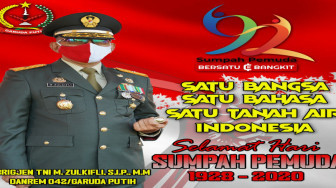 Danrem 042 Gapu : Jadikan Momen Sumpah Pemuda untuk Merapatkan Barisan Bersatu Melawan Covid-19