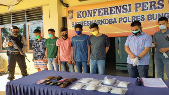 Polres Bungo Amankan Dua Bandar dan Tiga Kurir Narkoba Asal Aceh