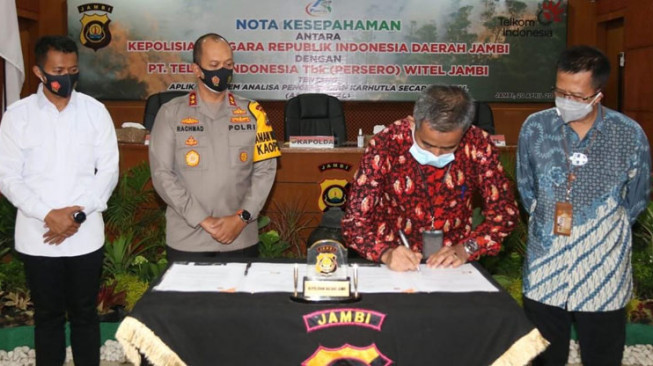 Polda Jambi - PT Telkom Kerjasama Aplikasi Asap Digital