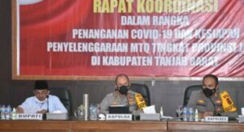 Bupati Tanjab Barat dan Kapolda Jambi Rakor Penanganan Covid-19 dan Persiapan MTQ