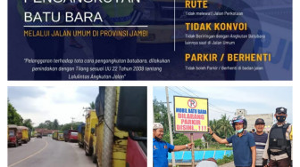 Langgar Aturan Polda Jambi, Truk Batu Bara Parkir di Badan Jalan