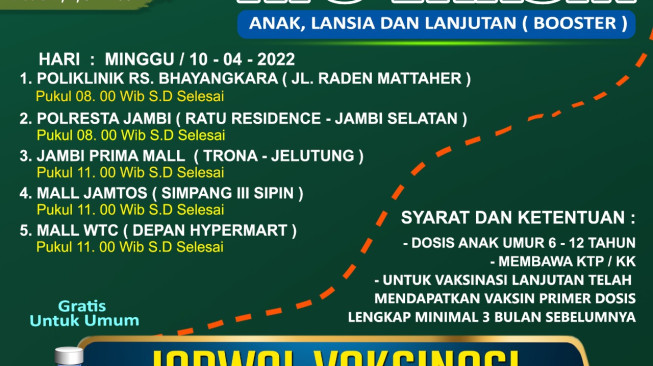 Polda Jambi Gelar Vaksinasi di Berbagai Tempat