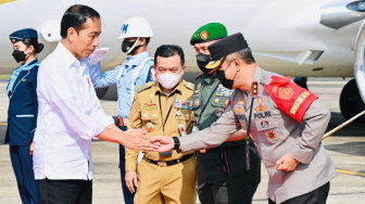 Kapolda Jambi Ikut Sambut Kedatangan Presiden Joko Widodo