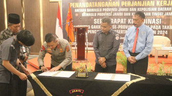 Sepakat Sukseskan Pemilu 2024, Polda, Bawaslu dan Kejaksaan Teken MoU
