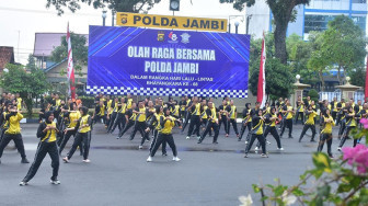 Olahraga Bersama Meriahkan Hari Lalu Lintas Bhayangkara ke-68