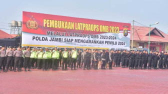 Polda Jambi Adakan Latpraops, Siap Amankan Pemilu 2024