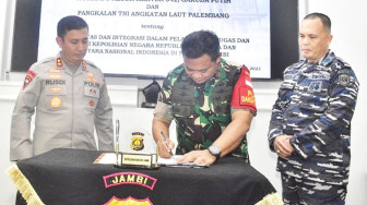 Polda Jambi, Korem 042/Gapu dan Pangkalan AL Palembang Teken Kerja Sama