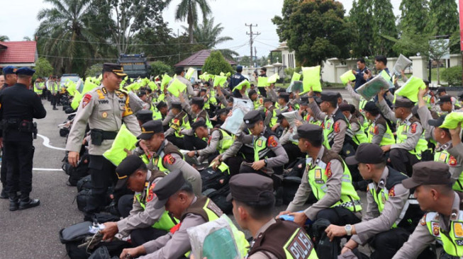 Giliran Kesiapan Personel Polres Tebo Diperiksa Wakapolda Jambi