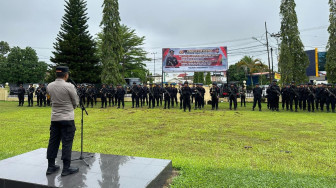 Polres Bungo Mengelar Apel Pelepasan BKO Sat Brimob, Pasca Pengamanan PSU di Kabupaten Muara Bungo.