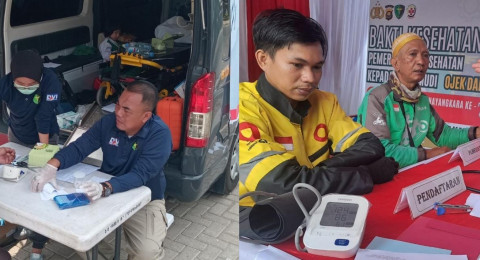 Bid Dokkes Polda Jambi Gelar Layanan Kesehatan Gratis Bagi Pengemudi Ojol