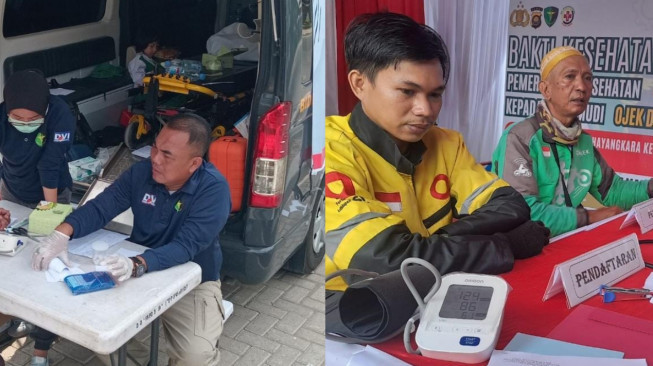 Bid Dokkes Polda Jambi Gelar Layanan Kesehatan Gratis Bagi Pengemudi Ojol