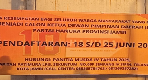 Hanura Buka Pendaftaran Calon Ketua, Musda Direncanakan 12 Juli