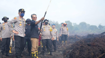 Wakil Bupati Muaro Jambi Junaidi Mahir Dampingi Kapolda Jambi Tinjau Karhutla Desa Gambut Jaya
