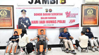 Wujud Polisi Humanis Harapan Masyarakat, Polda Jambi Gelar Donor Darah dalam Rangka Hari Jadi ke-74 Humas Polri