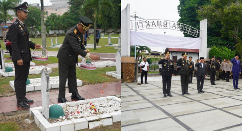Danrem 042/Gapu Bersama Forkopimda Jambi Gelar Ziarah di TMP Satria Bhakti Peringati Hari Pahlawan ke-80