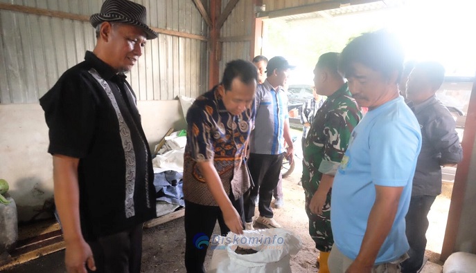 Bupati Muaro Jambi, Bambang Bayu Suseno, berkunjung ke Mitra Aksi Pembudidayaan Ikan Air Tawar, di Desa Tangkit Baru, Sungai Gelam, Sabtu | foto : dki-mj
