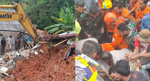 Tragedi Longsor Tanah Sepenggal, Satu Keluarga Tertimbun, Bocah 11 Tahun Ditemukan Meninggal Dunia