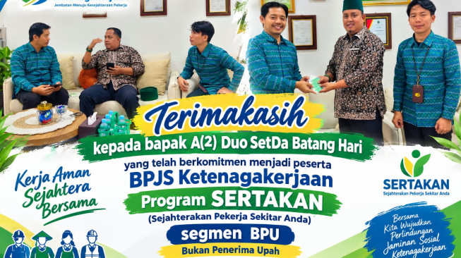 ASN Peduli, Asisten II Setda Batang Hari Daftarkan Enam Pekerja Rentan dalam Program SERTAKAN BPJS Ketenagakerjaan