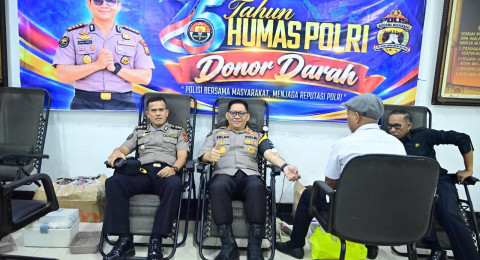 Peringati HUT ke-75 Humas Polri, Polda Jambi dan Polres Jajaran Kumpulkan 212 Kantong Darah