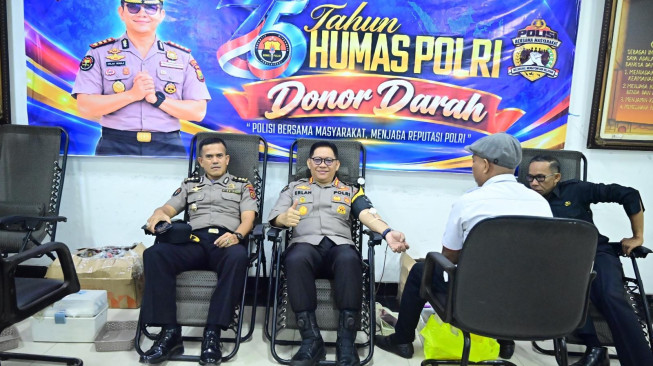 Peringati HUT ke-75 Humas Polri, Polda Jambi dan Polres Jajaran Kumpulkan 212 Kantong Darah